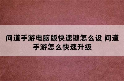 问道手游电脑版快速键怎么设 问道手游怎么快速升级